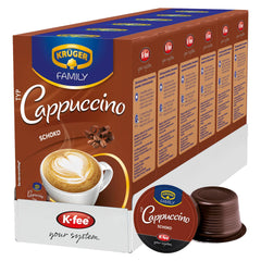 Capsules de café KRÜGER Cappuccino Schoko, compatibles avec K-fee et ALDI EXPRESSI* Kapselmaschinen, café instantané aromatisé, 96 capsules