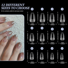 Unghii scurte cu acoperire completă, 120 de bucăți, 12 dimensiuni, vârfuri de unghii scurte pentru unghii cu gel, unghii artificiale pentru lipire, set de unghii cu pile de lipit, lustruitor de unghii, împingător de cuticule