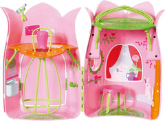 BABY Born Storybook Cottage, Casă de păpuși pliabilă pentru păpuși de 18 cm cu masă, șemineu, șezlong și telescop, roz verde, 833803 Zapf Creation Casute de papusi Naty Shop