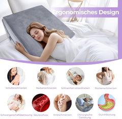 Oreiller en plumes réglable en mousse haute densité, oreiller de dos ergonomique pour lit et canapé, oreiller de lecture anti-reflux pour dormir, jouer, regarder la télévision (lourd)