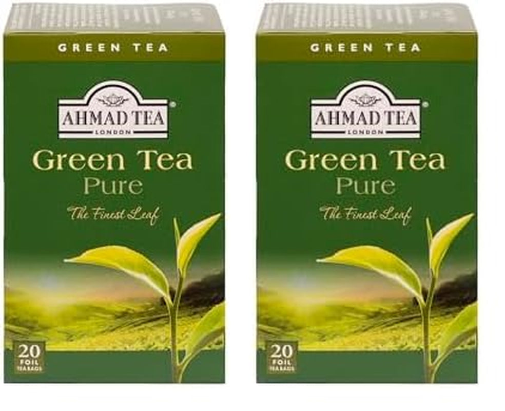 Ahmad Tea – Thé vert – Sachets de thé emballés individuellement avec 2 g de thé par portion – 20 sachets de thé à bandes (lot de 2)