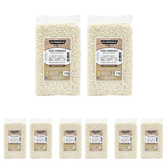 Riz Arborio italien artisanal, riz à gros grains et féculent, idéal pour les soupes, risottos et salades de riz, emballé sous vide en 2 sacs de 1 kg