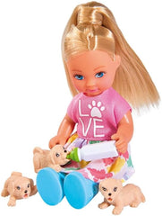 Simba 105733072 - Evi Love Dog Sitter avec chien et trois chiots, accessoires, poupée mannequin, 12 cm, pour enfants à partir de 3 ans