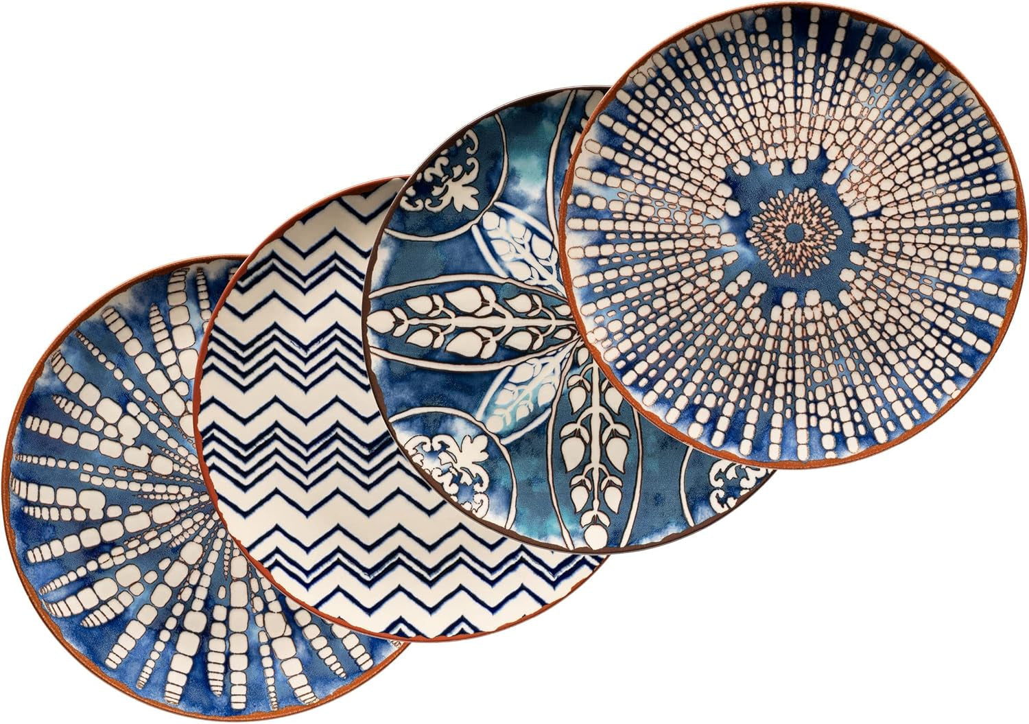 MÄSER 934017 Iberico Blue 12-Teiliges Tafelservice Für 4 Personen Im Maurischen Stil, Teller Set Mit Verschiedenen Vintage Mustern in Weiß Und Blau, Steinzeug Seturi vesela masa Naty Shop Platzteller-Set