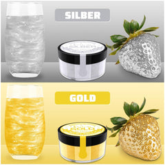 Paillettes comestibles pour boissons – Fidton 2 couleurs en poudre colorant alimentaire, paillettes comestibles pour gâteaux, fondant doré, beignet, paillettes comestibles pour boissons, cocktails, or et argent comestibles – 5 g