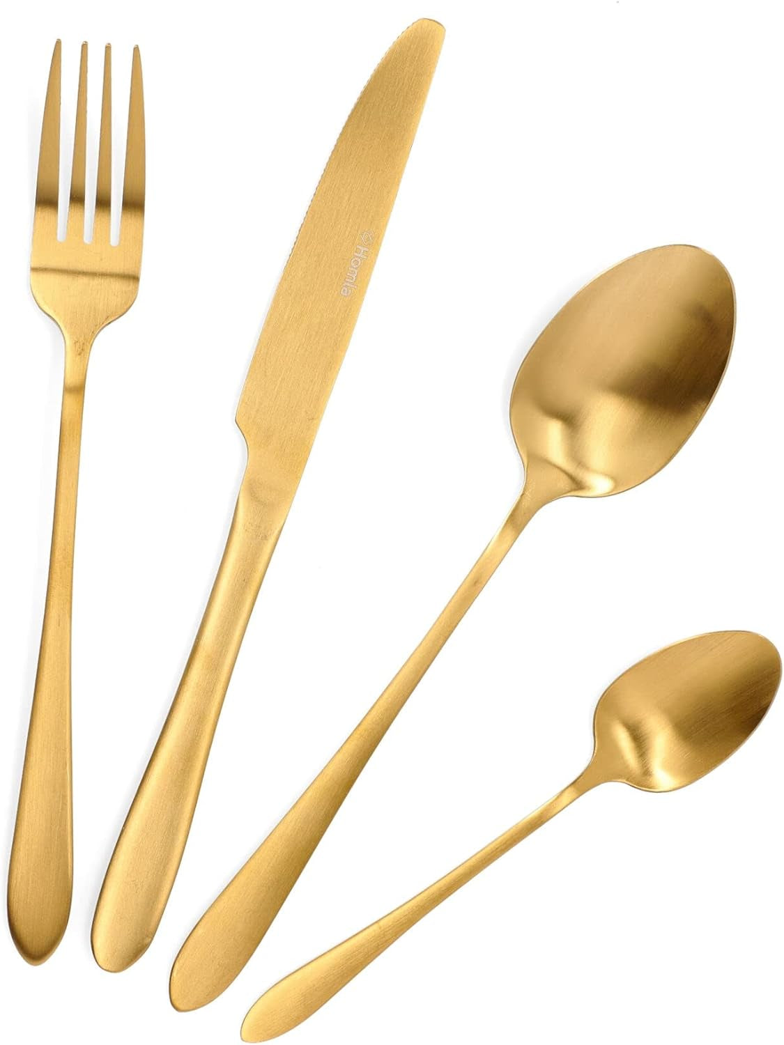 HOMLA Abele Besteckset FĂĽr Vier Personen 16-Teilig Edelstahl Hygienisch Elegant Leicht Zu Reinigen Gold Bucatarie Naty Shop Matt Golden