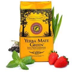 Yerba „Fresa Frutilla” 400 g | Ceai argentinian de mate cu fructe de căpșuni, mentă, lemongrass și fructe de soc | Ingrediente naturale | Frunze verzi de mate | 50 g El Pajaro