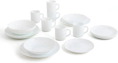 Set complet de veselă albă pentru 6 persoane, 24 de piese, 6 farfurii de cină, 6 farfurii de sumă, 6 farfurii de desert și 6 cești, multicolor, 24 de piese