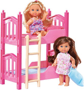 Simba 108178046 105733847 - Evi Love 2 Floor Bed / mit zwei Evi Puppen / mit Stockbett / inklusive Zubehör / Ankleidepuppe / 12cm, für Kinder ab 3 Jahren