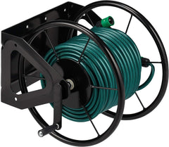 Enrouleur de tuyau Relaxdays, enrouleur de tuyau avec manivelle, pour tuyau de 60 m, acier, HxLxP : 41,5 x 54 x 45 cm, noir