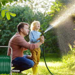 Relaxdays Enrouleur de Tuyau en Acier Inoxydable, Enrouleur de Tuyau Vide, Support au Sol et Mural, pour Tuyau d'arrosage de 40 M, Enrouleur de Tuyau, Argent, 43,5 x 43,5 x 31,5 cm