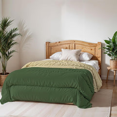 Couette d'hiver basique, unie et doublée, vert foncé/crème, 200X245Cm Couettes et couettes Naty Shop