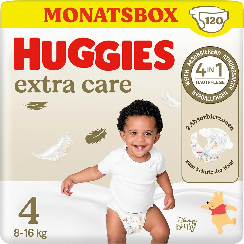 Couches pour bébé Huggies Extra Care Disney, taille 4, 120 couches (2x60), boîte mensuelle
