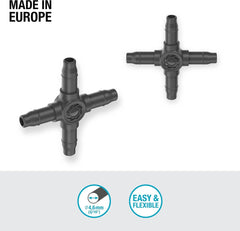 Gardena Micro-Drip-System - Raccordement croisé 4,6 mm (3/16") : accessoire pour branchement et conduites goutte à goutte, installation sans pli grâce à la technologie de raccordement Easy & Flexible (13214-20)