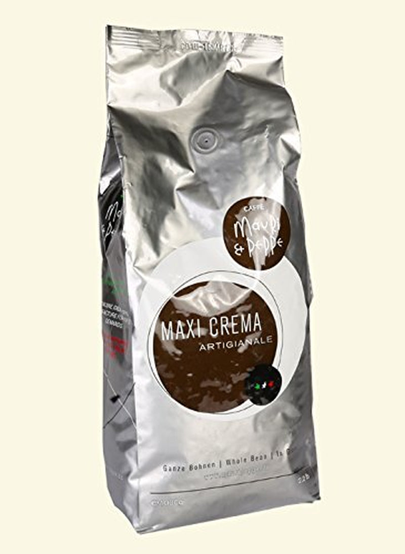 Maxi Crema 1000g de grains de café entiers - Une maîtrise de la torréfaction italienne originale pour les plus hautes exigences ! Café, Cappuccino, Expresso, Latte Macchiato