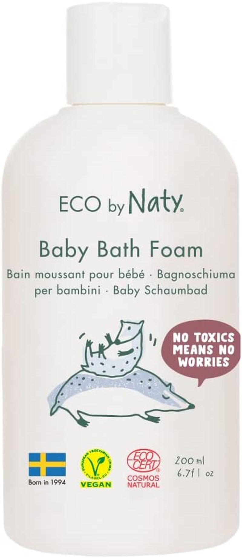 Eco by Naty, bain moussant pour enfant, ingrédients végétaux biologiques avec 0% de parfum, hypoallergénique et testé dermatologiquement, flacon 200 ml Enfants - Bains et soins Naty Shop Titre par défaut