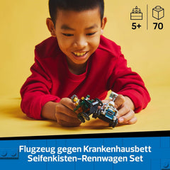 LEGO City Flugzeug vs. Krankenhausbett Rennwagen Set - Seifenkisten Spielzeug für Jungen und Mädchen ab 5 Jahren - Bauset mit 2 Minifiguren - Geschenk zum Geburtstag & für die Feiertage 60459