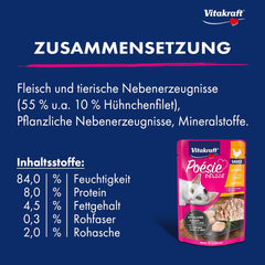 Vitakraft Poésie Délice, Nassfutter Katze, Katzennassfutter en sauce, avec poulet, Vorratspackung, ohne Zusatz von Zucker und Getreide (23x 85g)