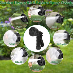 Tuyau d'arrosage flexible extensible de 15 m, tuyau d'arrosage flexible avec 8 fonctions de pulvérisation, tuyau d'arrosage flexible de 1/2" à 3/4", pour arrosage du jardin, lavage de voiture, lavage et arrosage