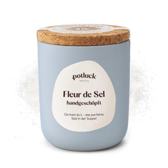 Repas-partage | Fleur de Sel handgeschöpft | Meersalz sur le dessus en céramique | 80g | Végétalien, sans gluten et avec des ingrédients naturels