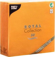 Papstar, 50 serviettes "Collection ROYAL" pli 1/4 40 Cm X 40 Cm orange, #82219
