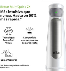 Braun Household Hogar Multiquick 7 Armmixer, Spritzschutz-Technologie, Spülmaschinenfest, Bpa-Freier Kunststoffbecher, MQ7000, 1000 W, Weiß Bucatarie Naty Shop