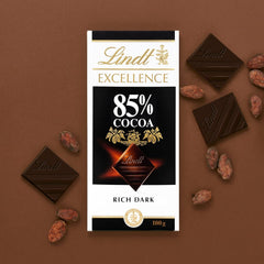 Chocolat Lindt | Barre EXCELLENCE 85% Cacao | 100g | Chocolat Extra Noir | Barre de chocolat végétalienne