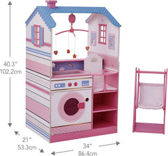 Olivia's Little World Teamson Kids Păpuși din lemn, 45 cm, cu două fețe, pentru copii TD-11460W