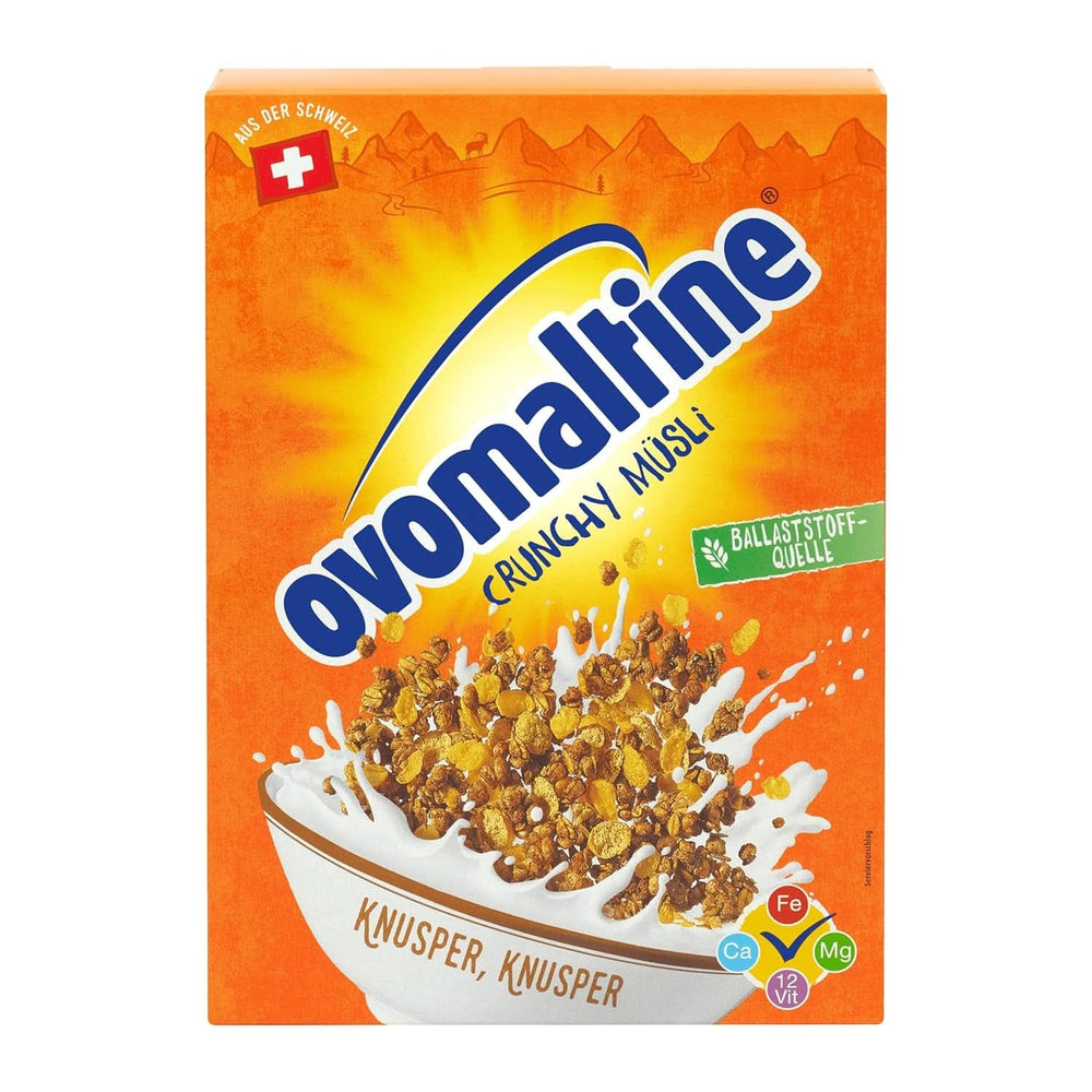 Ovomaltine Crunchy Muesli - muesli croquant au chocolat, avec un mélange unique de céréales et Ovomaltine - muesli au chocolat, vitamines, fibres et minéraux précieux (1 x 450g)