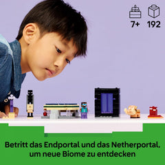 LEGO Minecraft Voyage à travers Nether et Endportal - Jeu pour enfants avec figurines Helden, Enderman et Baby Hoglin - Set avec figurine Minecraft - Jeu de joueur pour jeunes et filles à partir de 7 ans - 21584