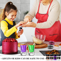 Paillettes comestibles - Poudre de paillettes comestibles 4 couleurs, poudre de paillettes pour boissons, aliments, gâteaux - Poudre colorante alimentaire métallique comestible pour cocktails, vin - 5G / bouteille