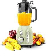 Cecotec Batteur Sur Socle Retro Power Noir Titane Retrogreen. 1200W Maximale Leistung, 2 Geschwindigkeiten, 4-Klingen-Messer Mit Schwarzer Titanbeschichtung et 1,5L Krug, Design Vintage en Vert Cuisine Naty Shop Vert