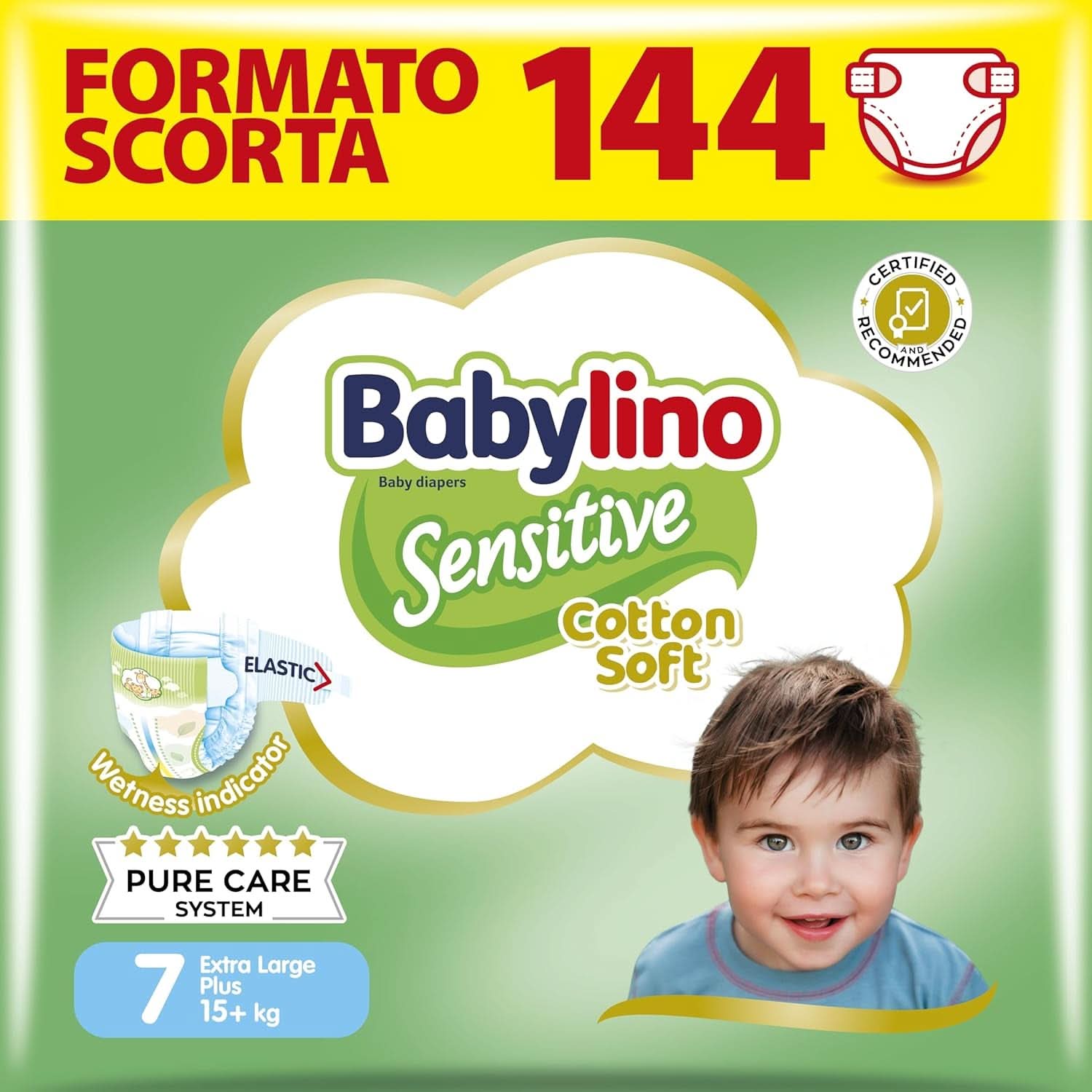 Babylino Sensitive, Scutece delicate pentru copii, diverse marimi Mama si Copilul Naty Shop Mărimea 7 (144 bucăți)