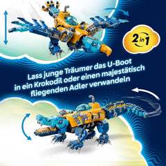 LEGO DREAMZzz 2in1 Krokodil-U-Boot - Spielzeug verwandelbar in Adler-U-Boot - incl. 3 Minifigures, 2 Spinnen und Einer sammelbaren blue Treasure-Kreatur - Geschenk für Jungen ab 8 Jahren - 71512