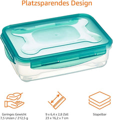 Amazon Basics Ensemble de boîtes de congélation avec couvercles, étanches, empilables, réfrigérateur/congélateur, sans BPA, plastique, passent au micro-ondes et au lave-vaisselle, 3 x 1,2 L, boîtes de conservation alimentaires transparentes Naty Shop