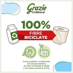 Grazie Natural, papier toilette, Maxi Ecol FSC, 48 rouleaux, testé dermatologiquement, papier toilette 100% recyclé, écologique, fabriqué en Italie