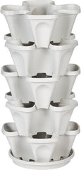 Jardinieră verticală cu 5 niveluri, suprapusă, pentru căpșuni, ierburi aromatice, flori și legume, pentru grădină interioară și exterioară.
