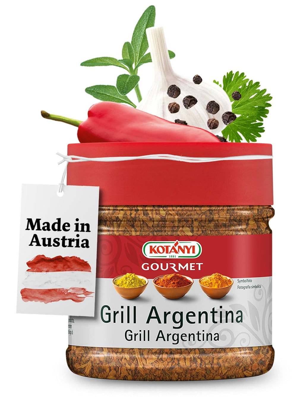 Kotanyi Gourmet Grill-Argentine Gewürzzubereitung, avec Paprika, Pfeffer, Coriandre et plus, fruchtig-épicé, 400ccm, 285 g