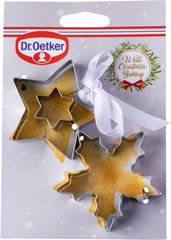 Dr. Oetker Linzer Ensemble d'emporte-pièces flocon de neige et étoile – 2 pièces parfaits pour les biscuits de Noël en acier inoxydable de haute qualité résistant à la rouille, lavable au lave-vaisselle