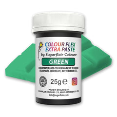 Colorant alimentaire Sugarflair Colourflex Extra Paste Verde - Colorant alimentaire comestible pour crème au beurre, chocolat, pâte à sucre, glaçage, fondant, mélanges à gâteaux, pâte et plus - 25g