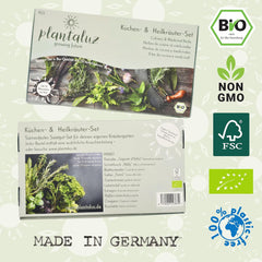 Plantaluz Premium Bio Seed Set P03 – Set de graines de plantes culinaires et médicinales pour jardin, balcon et intérieur – incl. Bâtonnets de plantation FSC – Graines biologiques pollinisées, non traitées et sans OGM