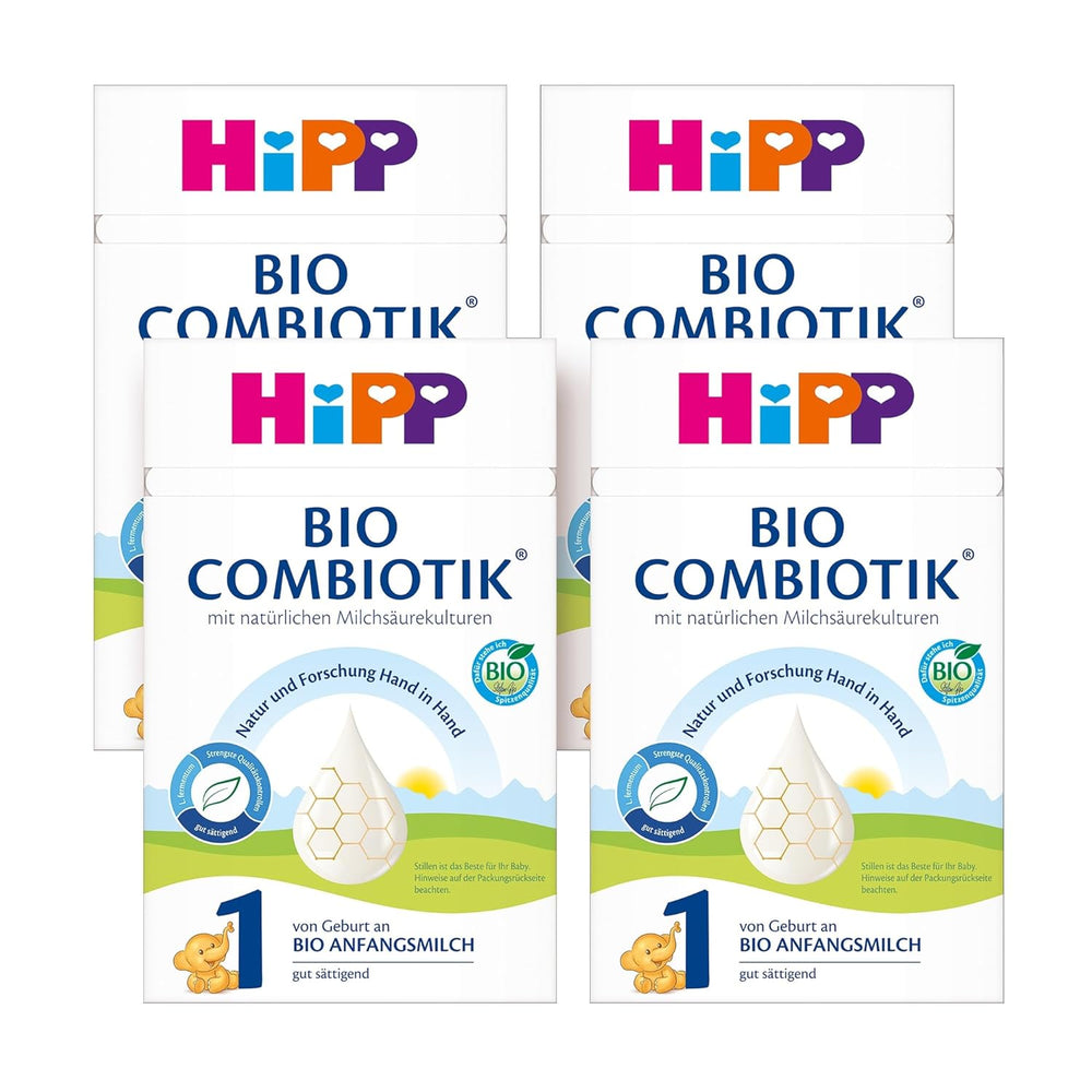 HiPP 1 Combiotik Bio (4 x 600g), lait maternisé en poudre pour nourrissons dès la naissance, avec cultures naturelles d'acide lactique et amidon biologique facile à traiter, de la meilleure qualité biologique