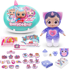 Babycorns Serie 1 de ZURU Magic Babypuppe Katze (Poppy) avec accessoires, jeu de déballage surprise pour enfants et filles