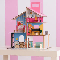 Casă de păpuși din lemn pentru copii Olivia's Little World 360, păpuși de 8,9 cm și 12 accesorii, multicoloră, TD-13260C