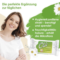 Papier toilette humide OLA - (1X40 pièces) Lingettes humides - extrait de camomille et acide lactique, lavables, peaux sensibles - 40 pièces