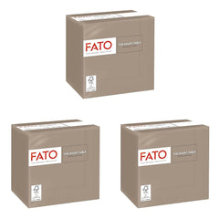 , Serviettes en papier jetables, Idéales pour l'apéritif et les cocktails, Paquet de 100 serviettes, Format 24X24 pliées en 4, 2 couches, Couleur Tourterelle, Papier 100% pure cellulose, certifié Fsc