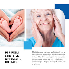 BIODERM Cellusoft - lingettes humides douces multifonctions jetables en viscose et polyester - lingettes multifonctions pour l'hygiène délicate des peaux sensibles et rougies des personnes âgées et des enfants - 30 x 38 cm (50