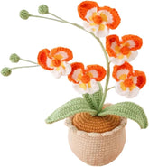 Handgefertigte Gehäkelte Phalaenopsis-Orchidee Topfpflanzen Gestrickte Künstliche Orchidee Phalaenopsis Blumen Mit Exquisitem Topf Für Weihnachten Geburtstag Abschluss Geschenke Für Frauen