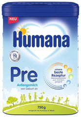 Formula Humana Pre Infant 750g - Pachet - Lapte pentru bebeluși de la naștere - Formulă pentru bebeluși ca înlocuitor sau supliment al laptelui matern - Hrană pentru bebeluși