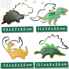 ScrapCooking – 4 Forme de Biscuiți cu Dinozauri – Forme de Biscuiți Metalice – Forme de Dinozauri pentru Torturi Mici – Accesorii de Coacere pentru Decorațiuni de Zi de Naștere, Animale din Junglă – 2085